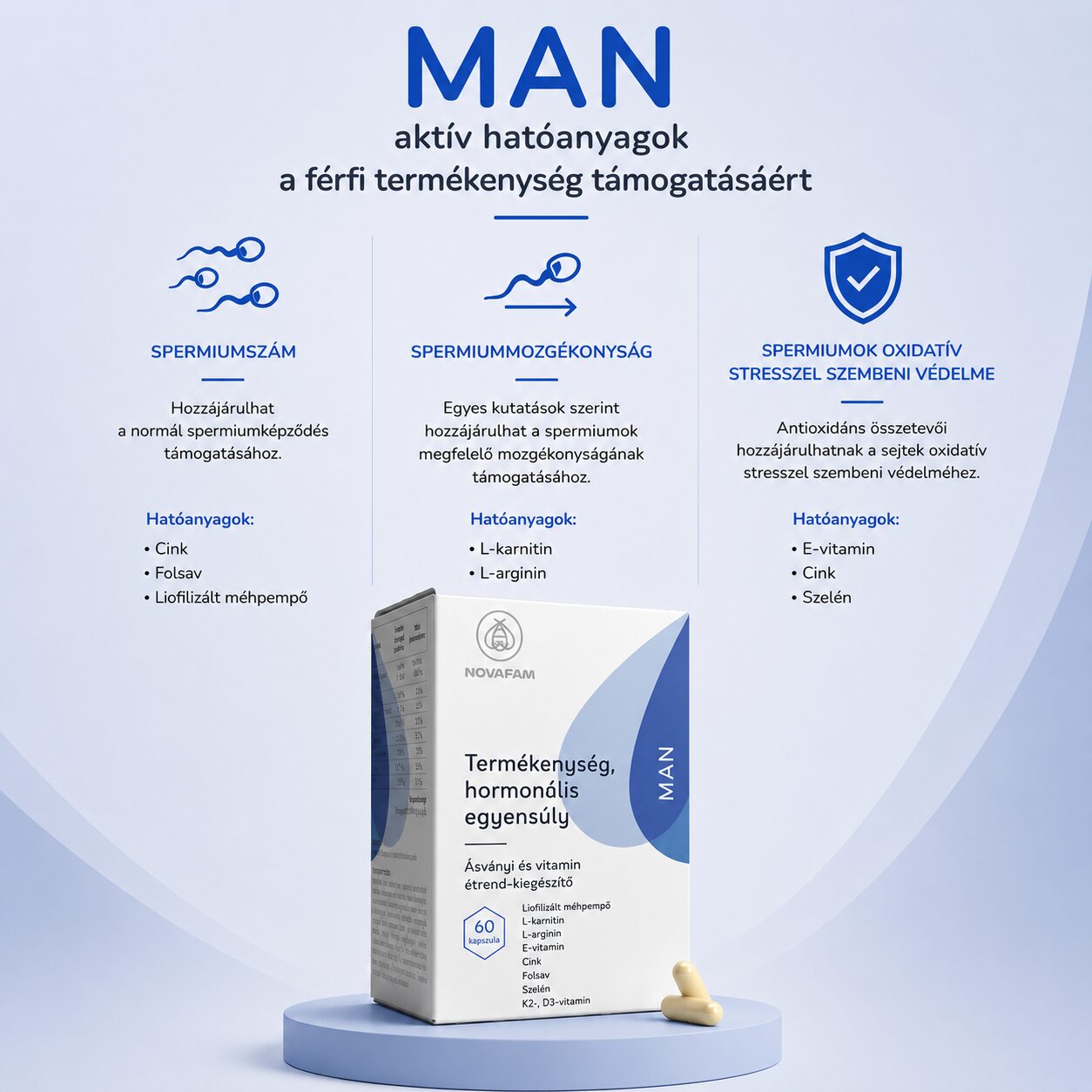 Novafam Fertile + Vitalina + Man általános termékenységfokozás pároknak terhesvitaminnal - Novafam kapszula, teherbeesés, PCOS legyőzése természetes méhpempővel Novafam Fertile + Vitalina + Man általános termékenységfokozás pároknak terhesvitaminnal - Image 15